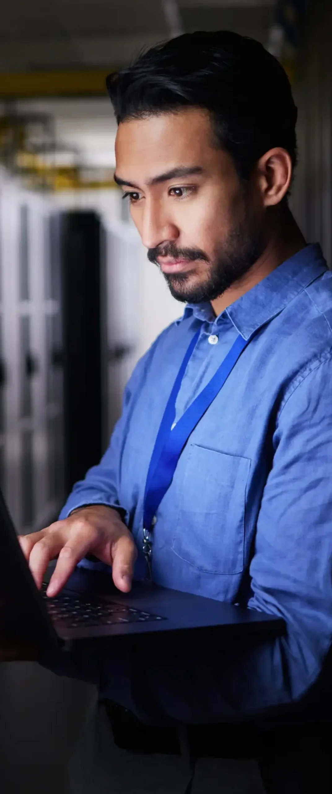 man-server-room-laptop-programming-system-management-data-center-solution-coding-night-business-person-engineering-computer-information-technology-power-check-basement