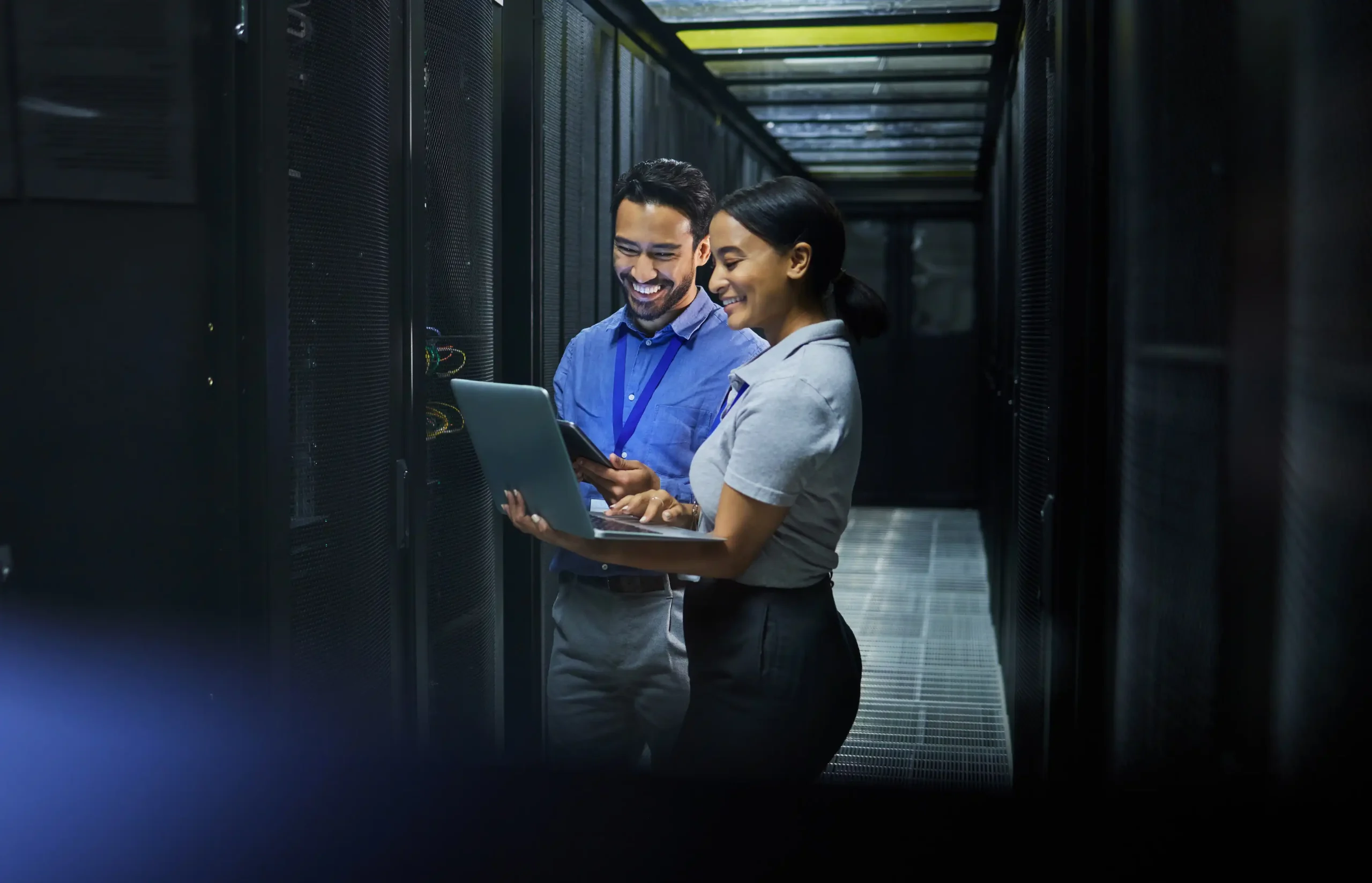 server-room-laptop-technician-people-software-management-system-upgrade-cyber-security-teamwork-data-center-engineer-programmer-employees-information-technology-programming